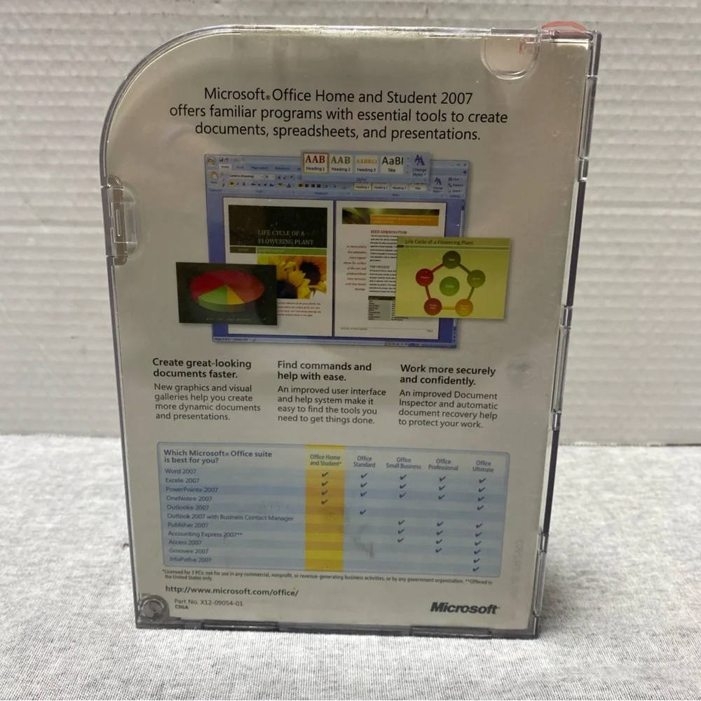 Microsoft Office Home Student 2007 CD Rom Product Key PC Windows Untested‎